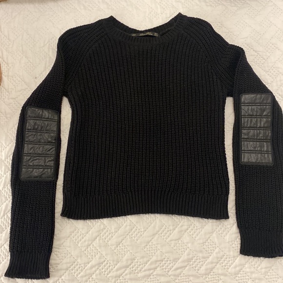 ZARA Knit Sweater with Leather Elbow - Picture 2 of 4